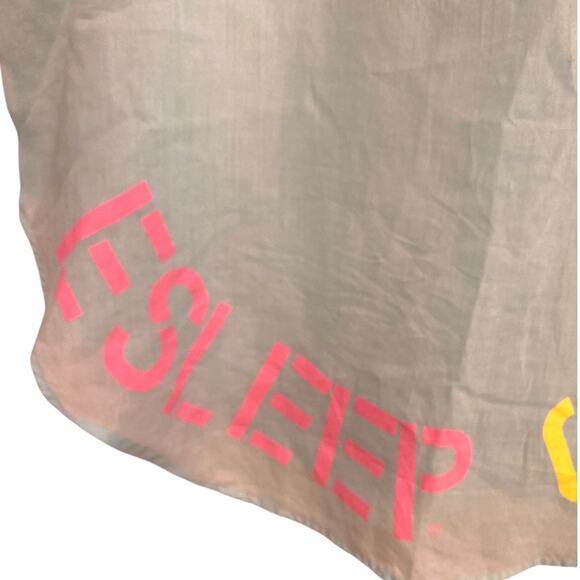 Vintage 80s ESleep Blue Pink Intimates Button Down Night Sleep Shirt Size Medium - Picture 14 of 16